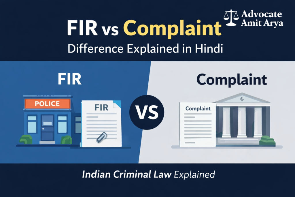 FIR and Complaint difference under Indian criminal law explained in Hindi