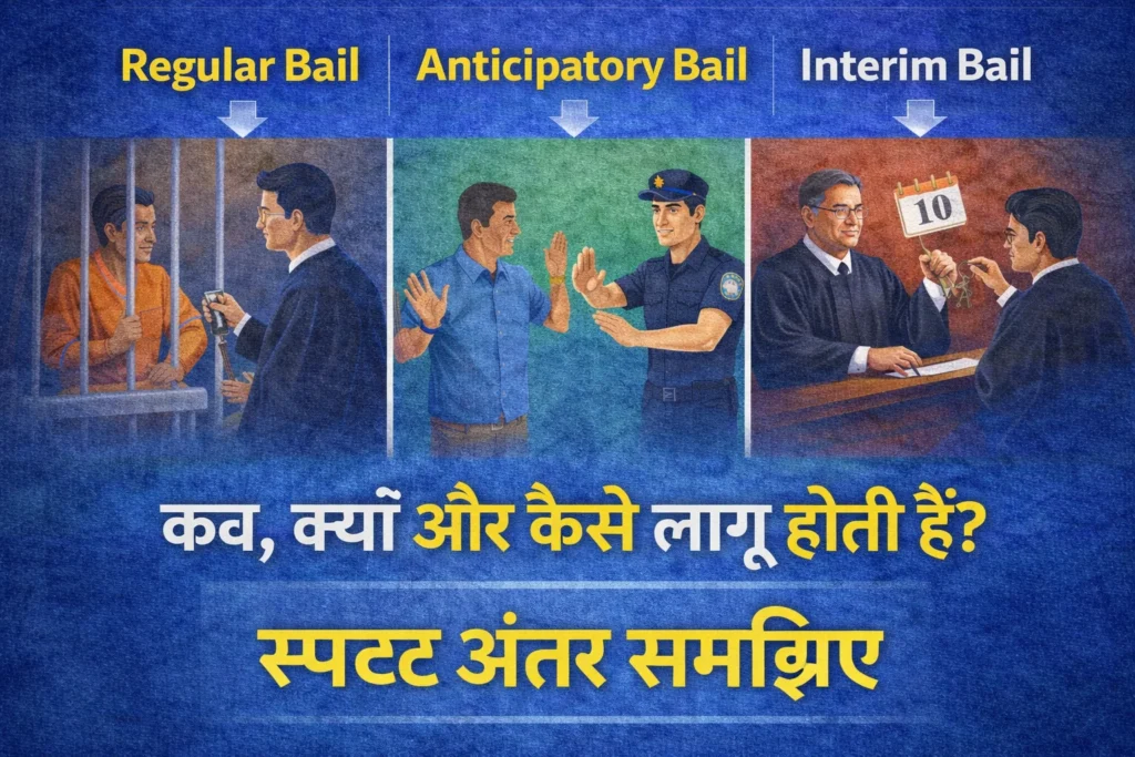 Comparison of regular bail, anticipatory bail and interim bail under Indian criminal law