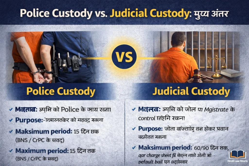 Police custody aur judicial custody ka comparison in simple Hindi